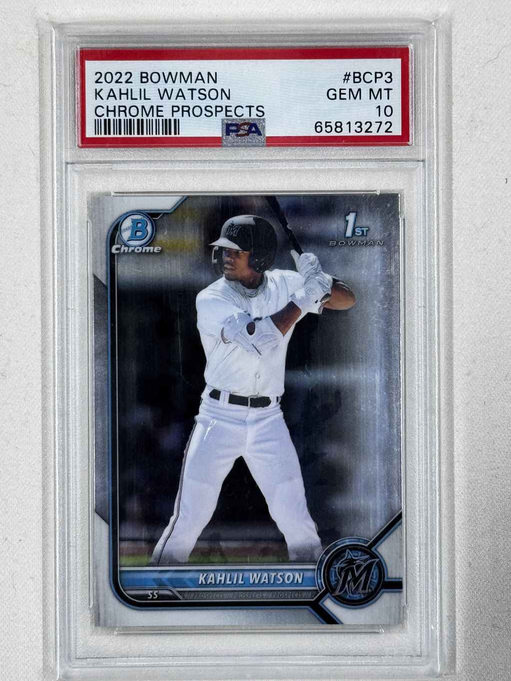 2022 Bowman Chrome Prospects #BCP3 Kahlil Watson Chrome Prospects PSA 10