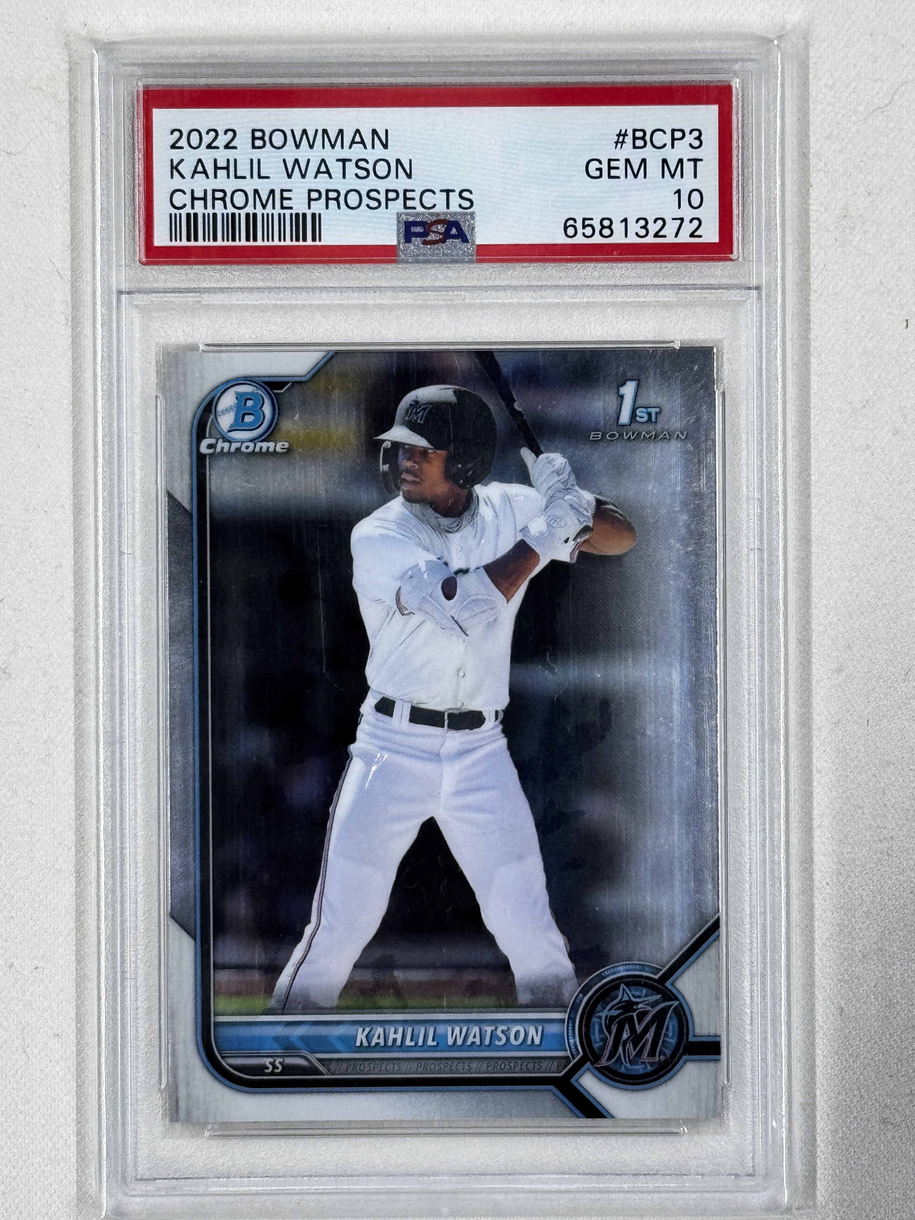 2022 Bowman Chrome Prospects #BCP3 Kahlil Watson Chrome Prospects PSA 10